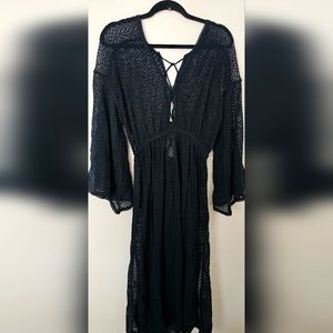 Anthropologie Black Knit Kaftan Dress Beach Cover Up XS